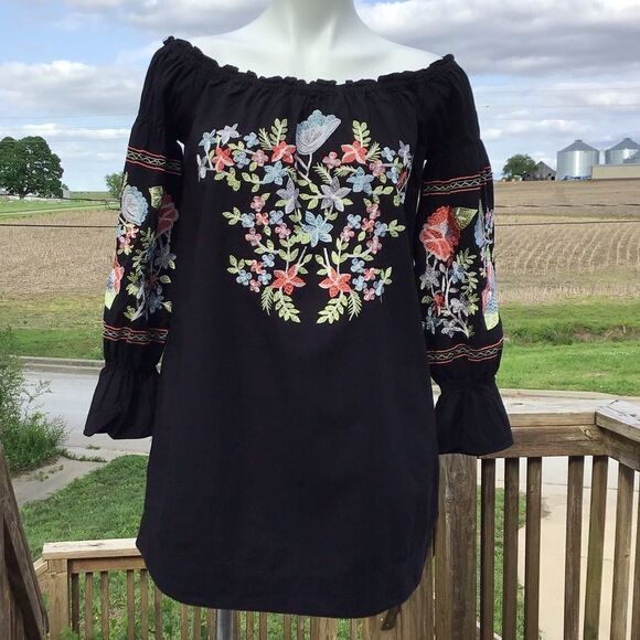 Free People Printed Strapless Mini Dress Fleur Du Jour Off Shoulder Embroidered - Picture 2 of 14